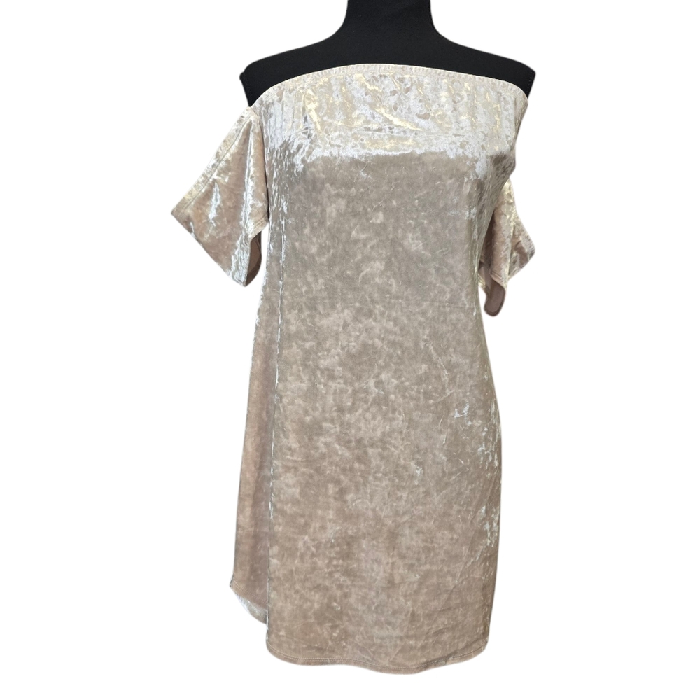 ⭐️NWT Forever21 Cream Velour Off the Shoulder Dress Sz OX